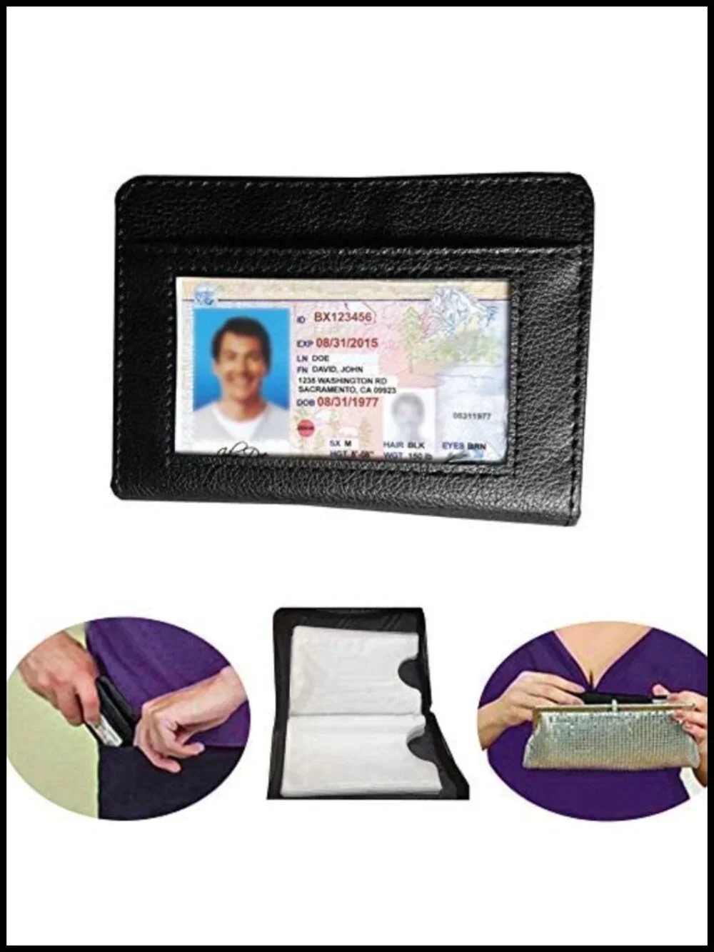 RFID Blocking Genuine Leather Zipper Wallet, 36 Card Slots Slim Organizer